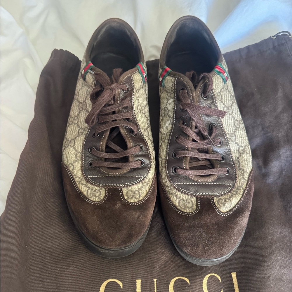Gucci Men's Brown and Beige Sneakers